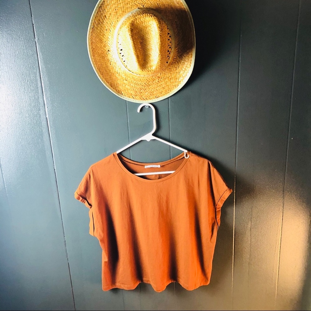 Zara Basic Cropped Tee SZ L